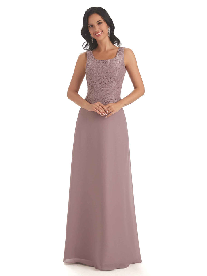 Elegant Chiffon Scoop Long Mother Of The Bride Dresses With Lace Jacket