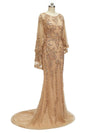 Champagne Gold Sparkly Heavily Beaded Long Formal Prom Dresses Online
