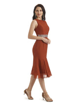 Elegant Mermaid Chiffon Knee Length Short Mother of The Bride Dresses With Jacket