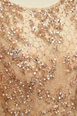 Champagne Gold Sparkly Heavily Beaded Long Formal Prom Dresses Online