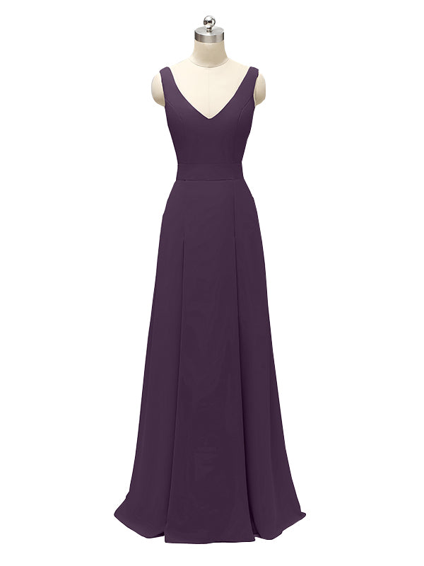 Fashion A-line V-neck Chiffon Bridesmaid Dresses