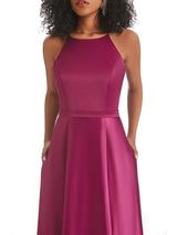 Soft Satin A-line Halter Floor-Length Modern African Bridesmaid Dresses