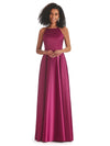 Elegant Satin A-line Halter Long A-line Maxi Prom Dresses Online