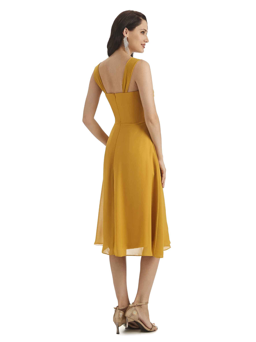Elegant A-line Chiffon Tea Length Short Mother of The Bride Dresses With Jacket