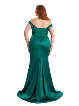 Plus Size Sexy Mermaid Off The Shoulder Sweetheart Soft Satin Long Maid of Honor Dresses