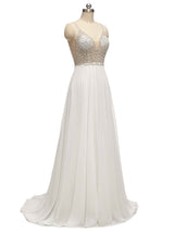 Eleagnt A-line Spaghetti Straps Sparkly Beaded Beach Wedding Dresses Online