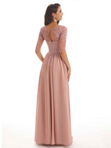 Lace Chiffon Half Sleeves Floor-Length A-line Mother Of The Groom Dresses