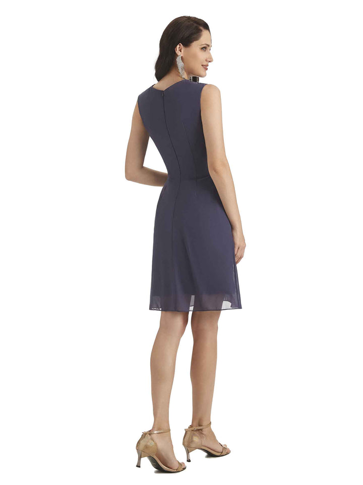 Elegant Chiffon Sleeveless Knee Length Short Mother of The Bride Dresses With Jacket