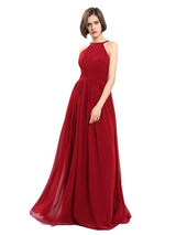 A-line Chiffon Sleeveless Elegant Long Bridesmaid Dresses