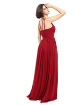 A-line Chiffon Sleeveless Elegant Long Bridesmaid Dresses