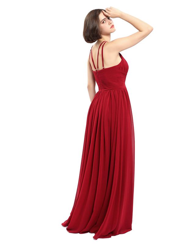 A-line Chiffon Sleeveless Elegant Long Bridesmaid Dresses