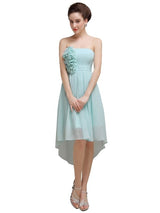 Straight High Low Chiffon Short Bridesmaid Dresses