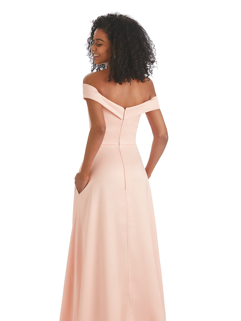 Soft Satin Off The Shoulder Long A-line African Bridesmaid Dresses