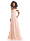 Soft Satin Off Shoulder V-neck Floor-Length A-line African Bridesmaid Dresses