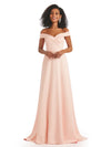 Soft Satin Off Shoulder V-neck Floor-Length A-line African Bridesmaid Dresses