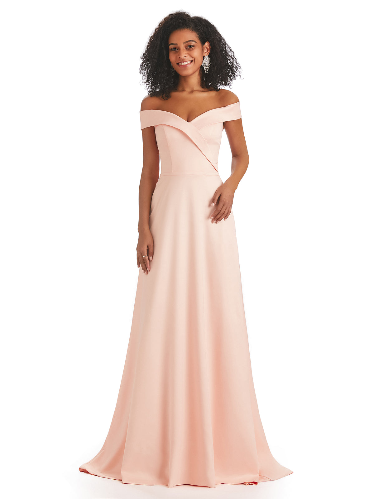 Soft Satin Off The Shoulder Long A-line African Bridesmaid Dresses