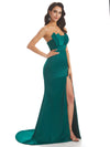 Sexy Side Slit Soft Satin Modern Long Mermaid Dresses To Wear to a Wedding as a Guest