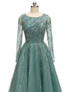 Sparky Dusty Green Long Sleeves Short Party Beaded Prom Dresses Online