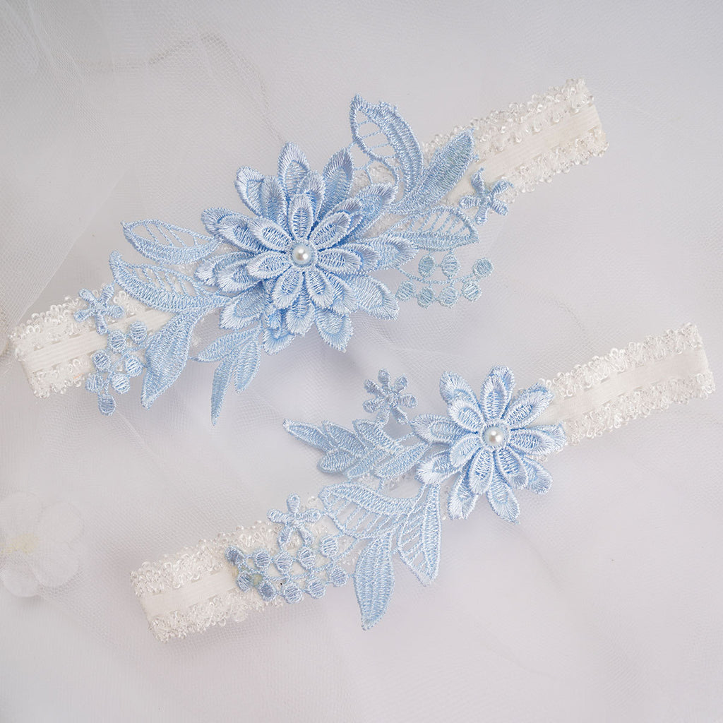 Lace Bridal Garter /Blue Wedding Garter/ Floral Garter Elegant Garter/ - ChicSew Lace Bridal Garter /Blue Wedding Garter/ Floral Garter Elegant Garter/ - ChicSew
