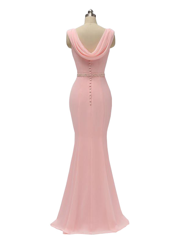 Sleeveless Mermaid Bateau Floor Length Bridesmaid Dresses