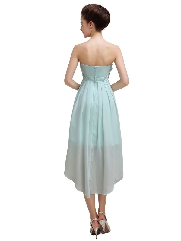 Straight High Low Chiffon Short Bridesmaid Dresses
