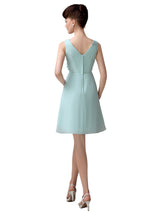 Cheap A-line Chiffon V-Neck Sleeveless Short Bridesmaid Dresses