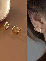 Sterling Silver Deluxe Row of Diamonds Earrings
