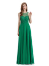 A-line Chiffon Floor-Length Sleeveless Long Bridesmaid Dresses