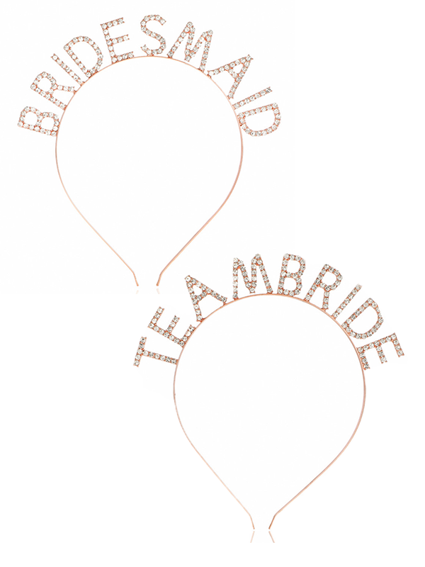 Simple Alloy Rhinestone Letters BRIDESMAID Or TEAMBRIDE Bridal Headband