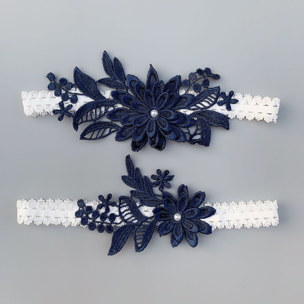Lace Bridal Garter /Blue Wedding Garter/ Floral Garter Elegant
