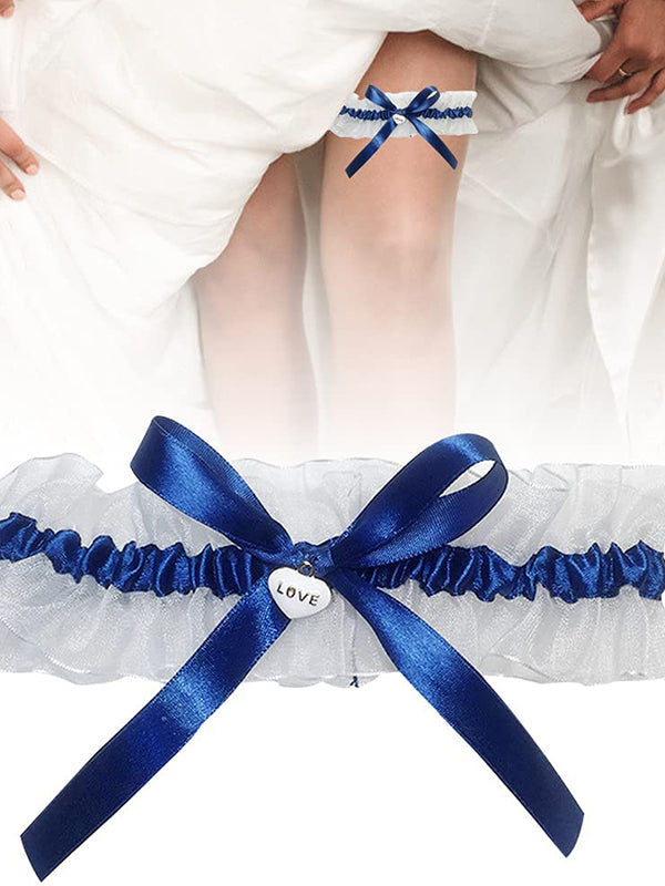 Navy Blue White Wedding Garter – ChicSew