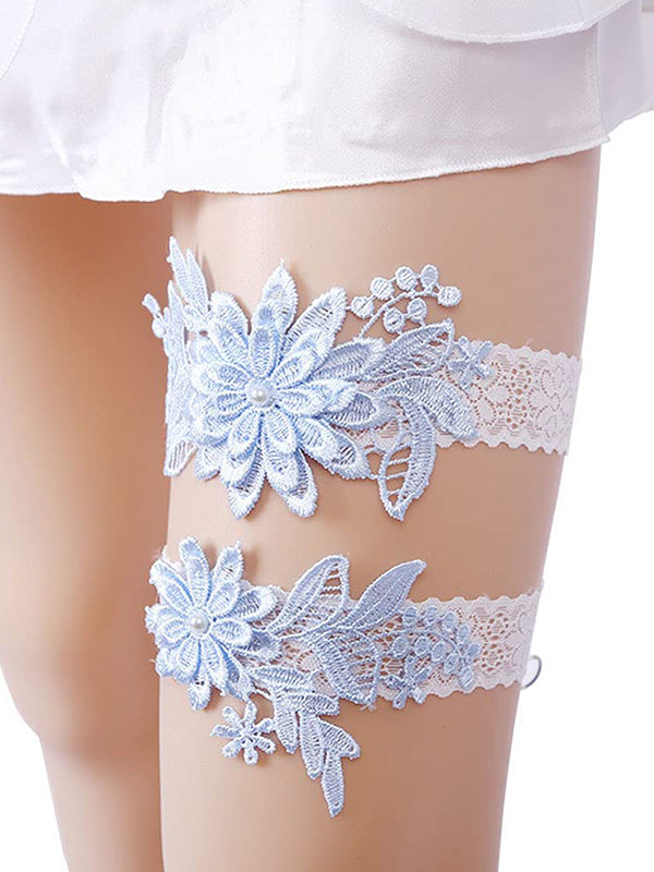 Lace Bridal Garter /Blue Wedding Garter/ Floral Garter Elegant