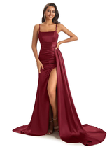 Mismatched Burgundy Sexy Mermaid Soft Satin Long Bridesmaid Dresses Online