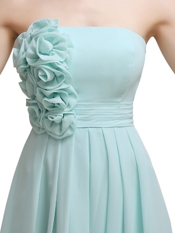 Straight High Low Chiffon Short Bridesmaid Dresses