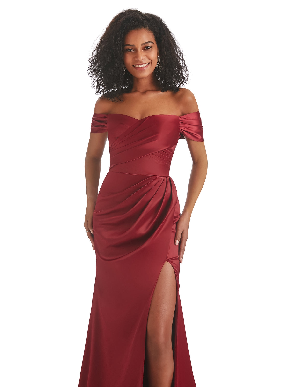 Elegant Off The Shoulder Mermaid Side Slit Soft Satin Long African Bridesmaid Dresses