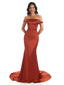 Elegant Soft Satin Off Shoulder Floor-Length Mermaid Bridesmaid Dresses