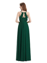 Chiffon Spaghetti Strap V-neck Floor-Length Long Bridesmaid Dresses