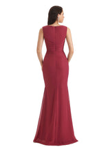 Elegant Mermaid Chiffon V-neck Long Mother of The Bride Dresses With Jacket