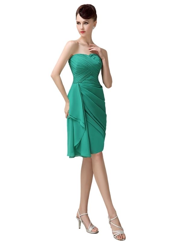 Elegant Sweetheart Chiffon Backless Sheath Short Bridesmaid Dresses