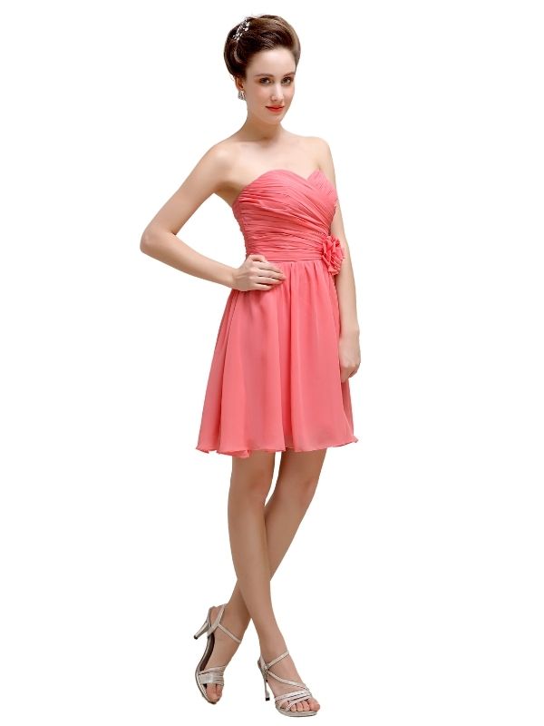 Sweetheart A-Line Short Chiffon Bridesmaid Dresses