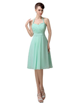 Halter Straps Chiffon Simple Backless Short Bridesmaid Dresses