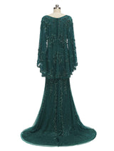 Gorgeous Green Mermaid Scoop Long Sleeves Long Evening Prom Dresses Online