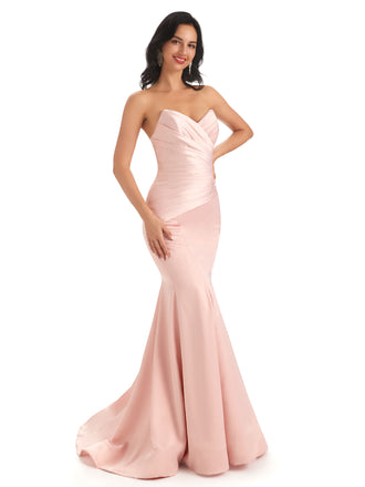 Sexy Soft Satin Sweetheart Unique Floor-Length Long Mermaid Bridesmaid Dresses