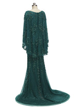Gorgeous Green Mermaid Scoop Long Sleeves Long Evening Prom Dresses Online