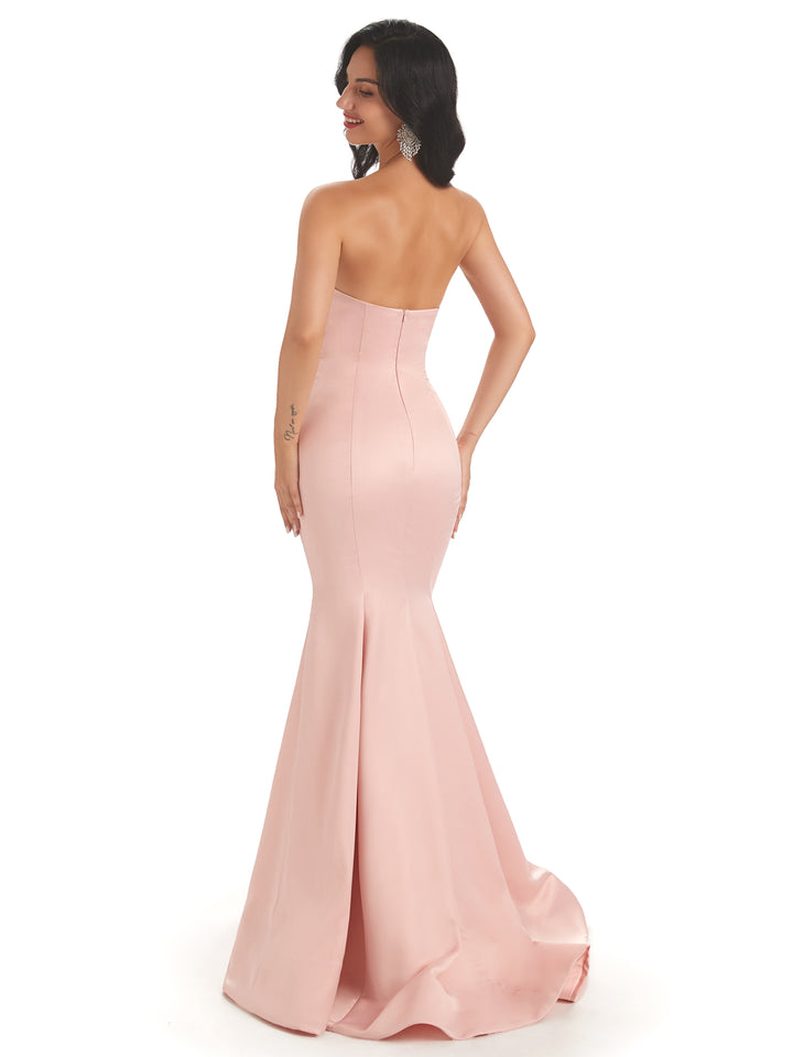 Sexy Soft Satin Sweetheart Unique Floor-Length Long Mermaid Bridesmaid Dresses