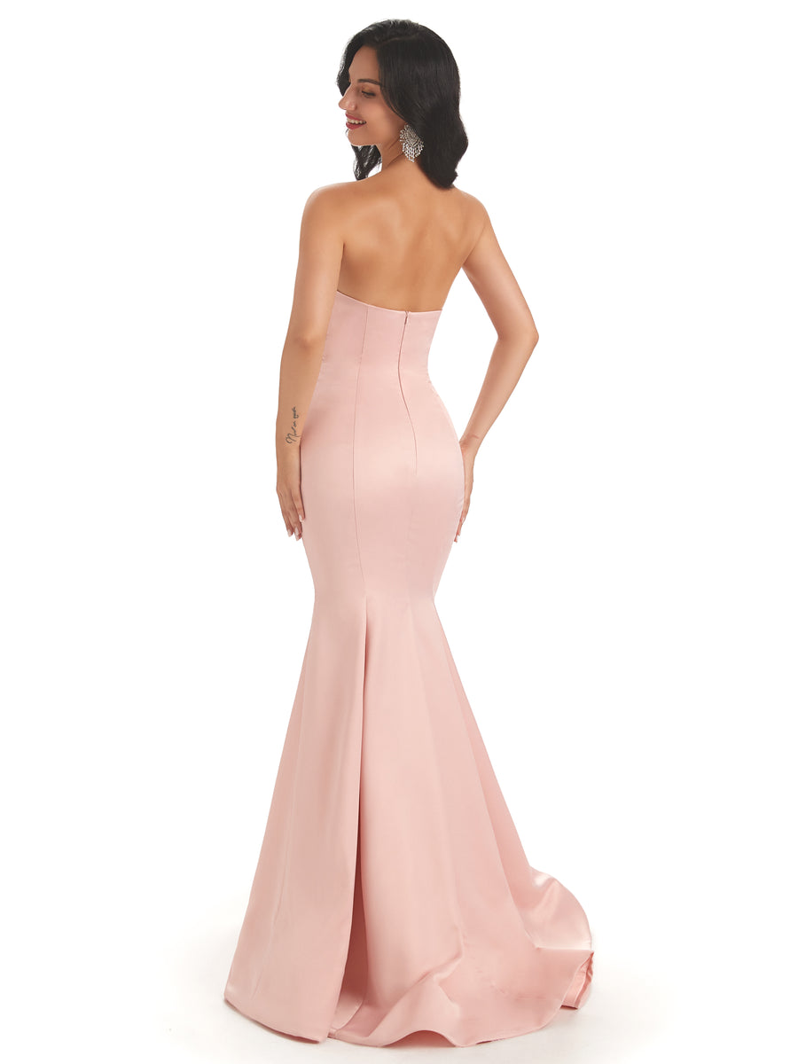 Sexy Soft Satin Sweetheart Unique Floor-Length Long Mermaid Bridesmaid Dresses