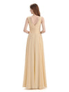 Simple V-neck Chiffon Floor-Length Long Bridesmaid Dresses