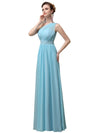 A-line Chiffon One Shoulder Floor-Length Long Bridesmaid Dresses with Beads