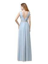 A-line Chiffon V-Neck Floor-Length Long Bridesmaid Dresses