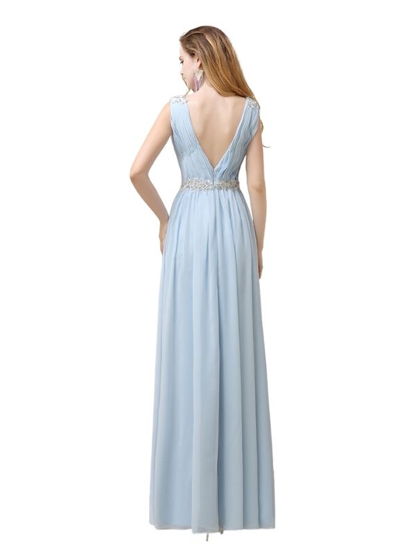 A-line Chiffon V-Neck Floor-Length Long Bridesmaid Dresses